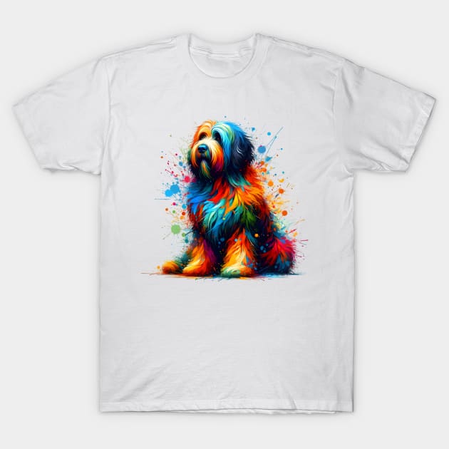Abstract Bergamasco Sheepdog in Vivid Splash Colors T-Shirt by ArtRUs